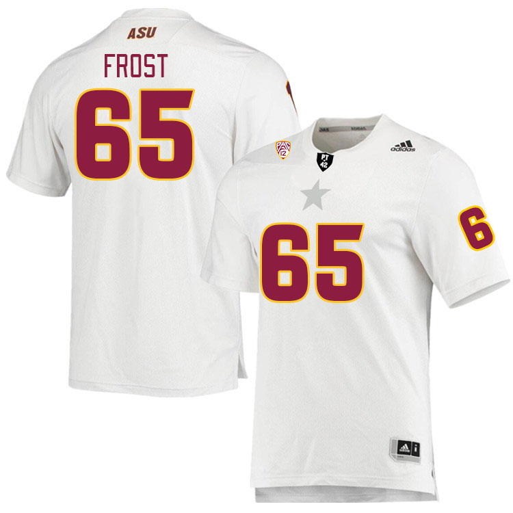 Men #65 Aaron Frost Arizona State Sun Devils College Football Jerseys Stitched Sale-White - Click Image to Close